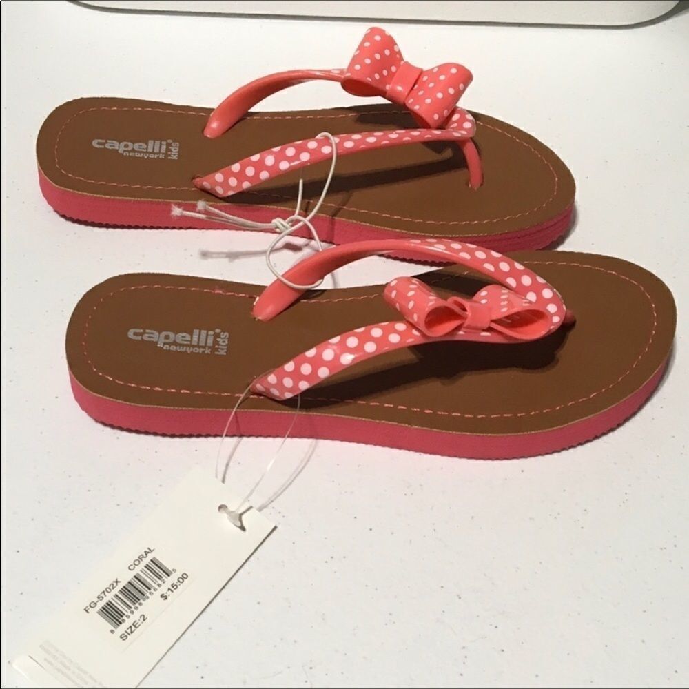 Capelli New York Polka Dot Bow Flip Flops (A12)
